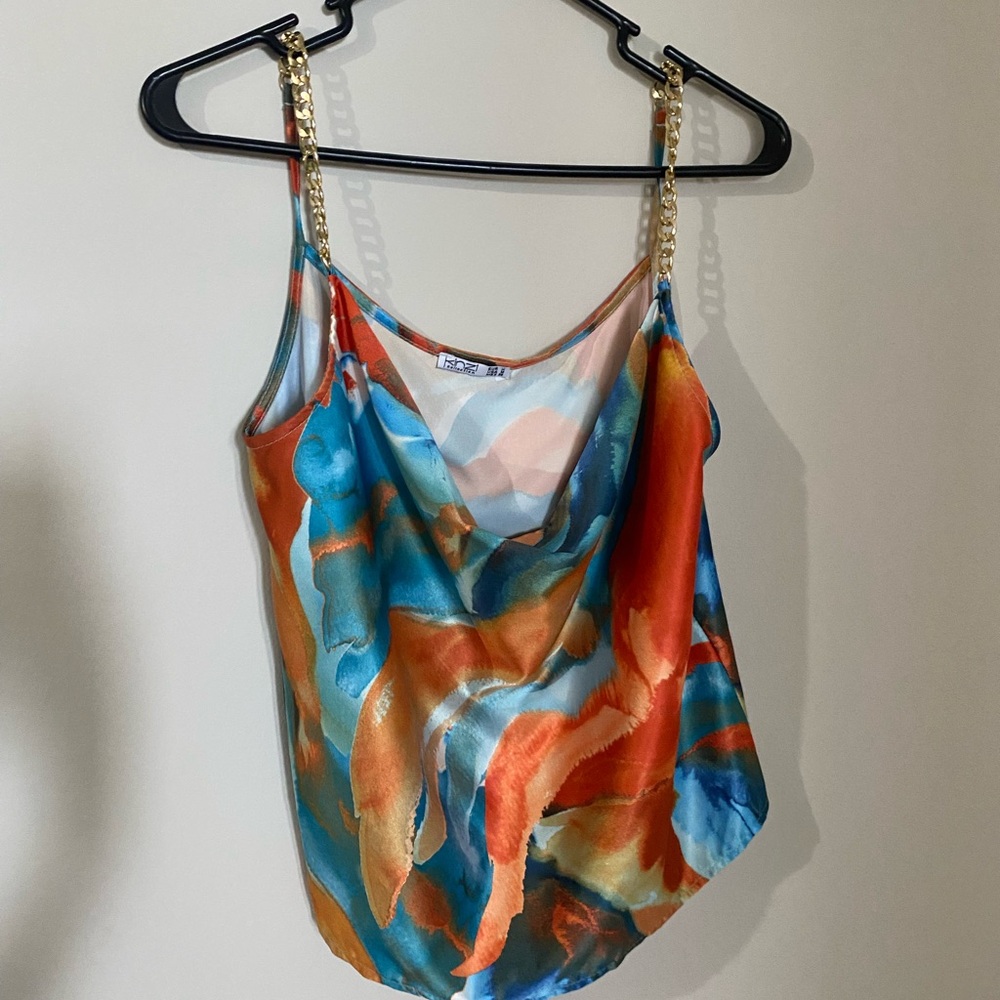 Colorful Chain Strap Women's Top